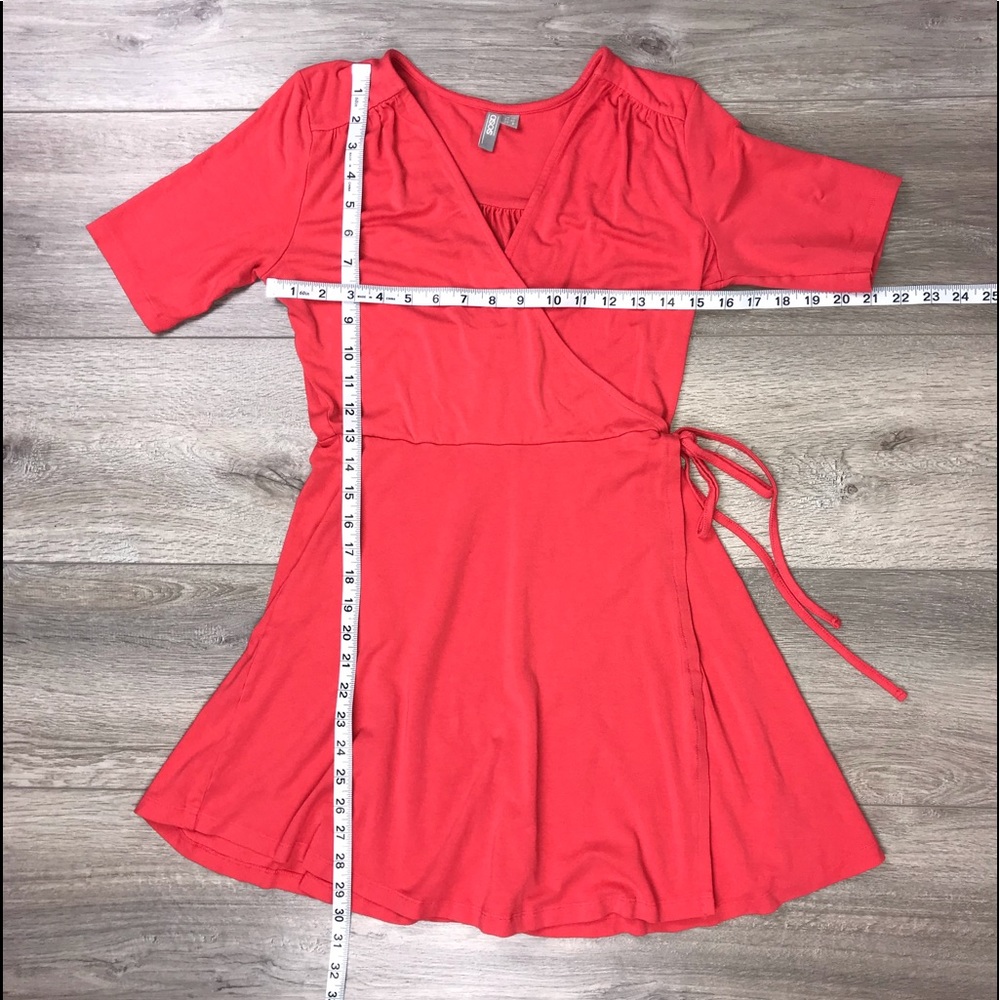 ASOS Faux Wrap Short Sleeve Dress 8 Salmon Pink - Picture 8 of 8